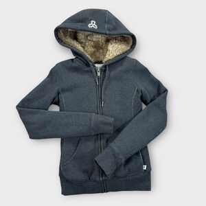 TNA Aritzia Sherpa‎ Lined Hoodie Women's XXS Gray Full Zip Winter